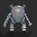 Smart Robot With Green Digital Display Sensor Antennas Gray Body And Blue Mechanical Arms