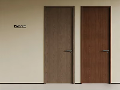 Modern Wooden Swing Doors With Dark Brown And Light Brown Finish And Metal Handles 3d model
