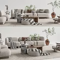 Quiet sofa tea table combination 3d model
