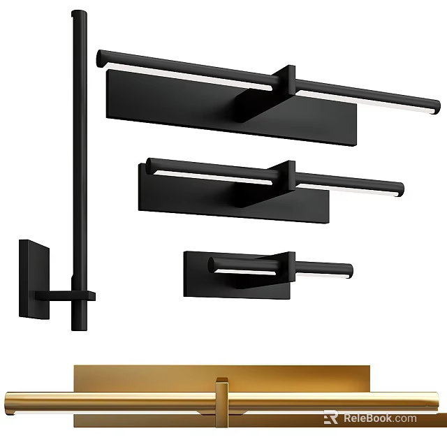 Modern Black Metal Wall Sconces With Sleek Linear Design For Home Lighting Decoration 3d model 