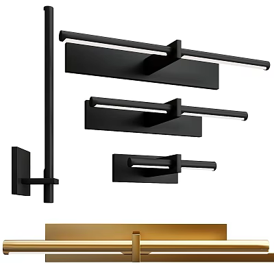 Modern Black Metal Wall Sconces With Sleek Linear Design For Home Lighting Decoration 3d model
