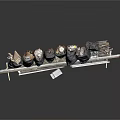 Household Supplies With Black Garbage Bags Wooden Boards Metal Strips And Small White Box