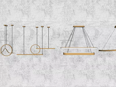 Modern Minimalist Metal Frame Chandeliers With Circular And Linear Hanging Designs 3d model