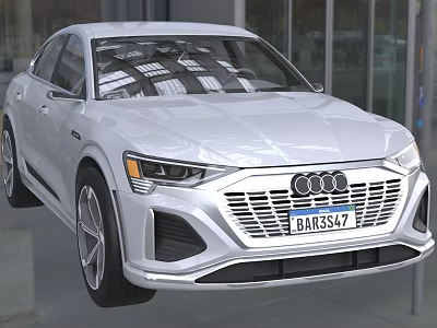 Silver Audi Sleek SUV Front View With LED Headlights And Grille Design 3d model