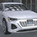 Silver Audi Sleek SUV Front View With LED Headlights And Grille Design