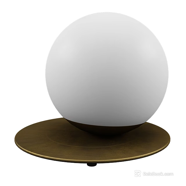 Modern Table Lamp With White Spherical Lampshade And Brass Base Design 3d model