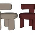 Velvet Upholstered Modern Accent Chairs Light Gray and Burgundy Rounded Backrest and Unique Leg Structure