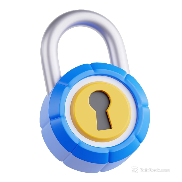 Heavy Duty Industrial Security Lock With Blue Yellow Design And Silver Shackle 3d model 