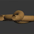 Golden Scaled Reptile Snake with Coiled Body and Metallic Texture on Dark Background