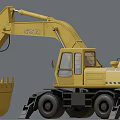 Yellow Wheel Excavator With Large Bucket Cab And Heavy Duty Tires