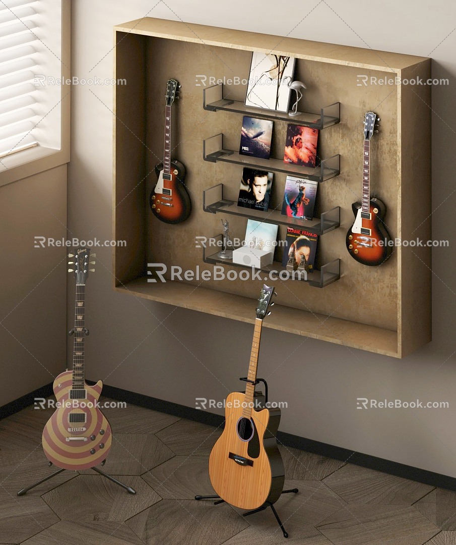 Modern Musical Instrument Guitar CD Rack 3d model