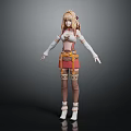 Blonde Mythical Female Creature With White Top Red Skirt Orange Belt And White Boots