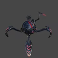 Futuristic Mechanical Reptile 3D Model With Black Red Scales And Glowing Appendages
