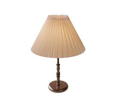 Beige Pleated Shade Table Lamp With Sturdy Metal Base And Elegant Classic Design 3d model