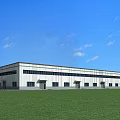 Large Industrial Factory Building With Flat Roof Surrounded by Greenery Roads and Entrance Area