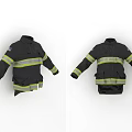 Black Firefighter Uniform With Yellow Silver Reflective Stripes And American Flag Patch