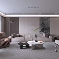 Elegant Modern Living And Dining Room Interior Design With Cozy Soft Furnishings And Warm Lighting