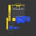 Industrial Machinery Equipment With Blue Electric Motor Yellow Parts And Metal Frame Structure