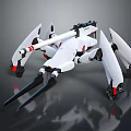 Futuristic White Mechanical Spider Design With Multiple Legs And Red Accents 3d model