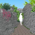 Park Landscape Design With Lush Trees Stone Pathways And Greenery Elements 3d model