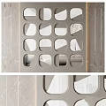 Modern Decorative Wall Panel With Square Cutouts Mirrored Inserts And Marble Texture 3d model