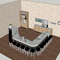 Outdoor L Shaped Bar Counter With Tiled Walls Wooden Flooring Bar Stools And Green Plants