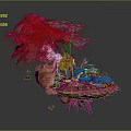 Commercial Equipment Display On Floating Island With Pink Tree And Rocks