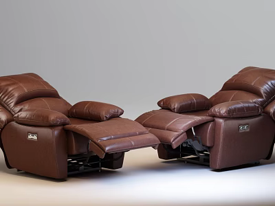 Brown Leather Reclining Chairs With Adjustable Footrest And Comfortable Design 3d model