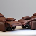 Brown Leather Reclining Chairs With Adjustable Footrest And Comfortable Design 3d model