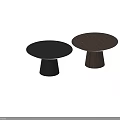 Stylish Modern Round Wooden Dining Tables In Two Different Colors With Pedestal Base Design