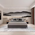 Hotel Corridor With Beige Walls Black Door Frames Geometric Patterned Carpet And Recessed Ceiling Lights