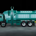 Green Garbage Truck With Rear Loader And Large Container For Waste Collection 3d model