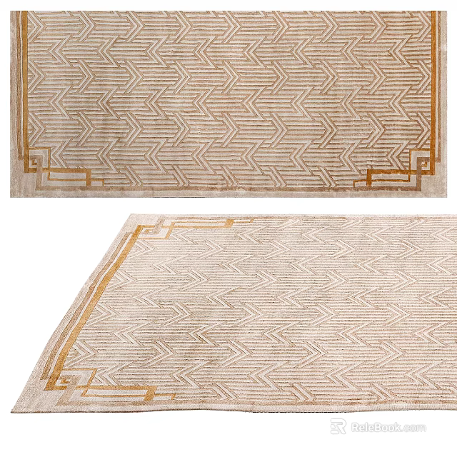 Square Rugs With Geometric Patterns And Golden Borders 3d model