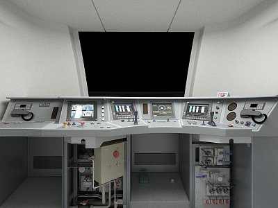 Train driver console control room operation room 3d model