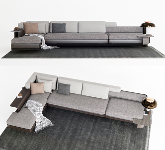 Modern Corner Sofa Multi-Person Sofa Casual Sofa Carpet Pillow Blanket 3d model