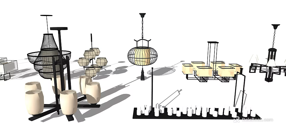 Various Stylish Chandelier Designs With Modern Metal And Glass Elements 3d model 