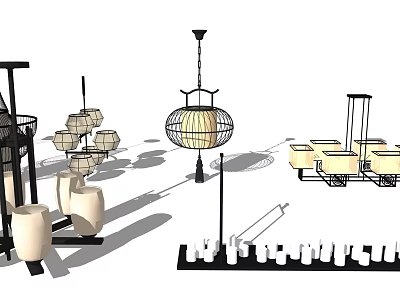 Various Stylish Chandelier Designs With Modern Metal And Glass Elements 3d model