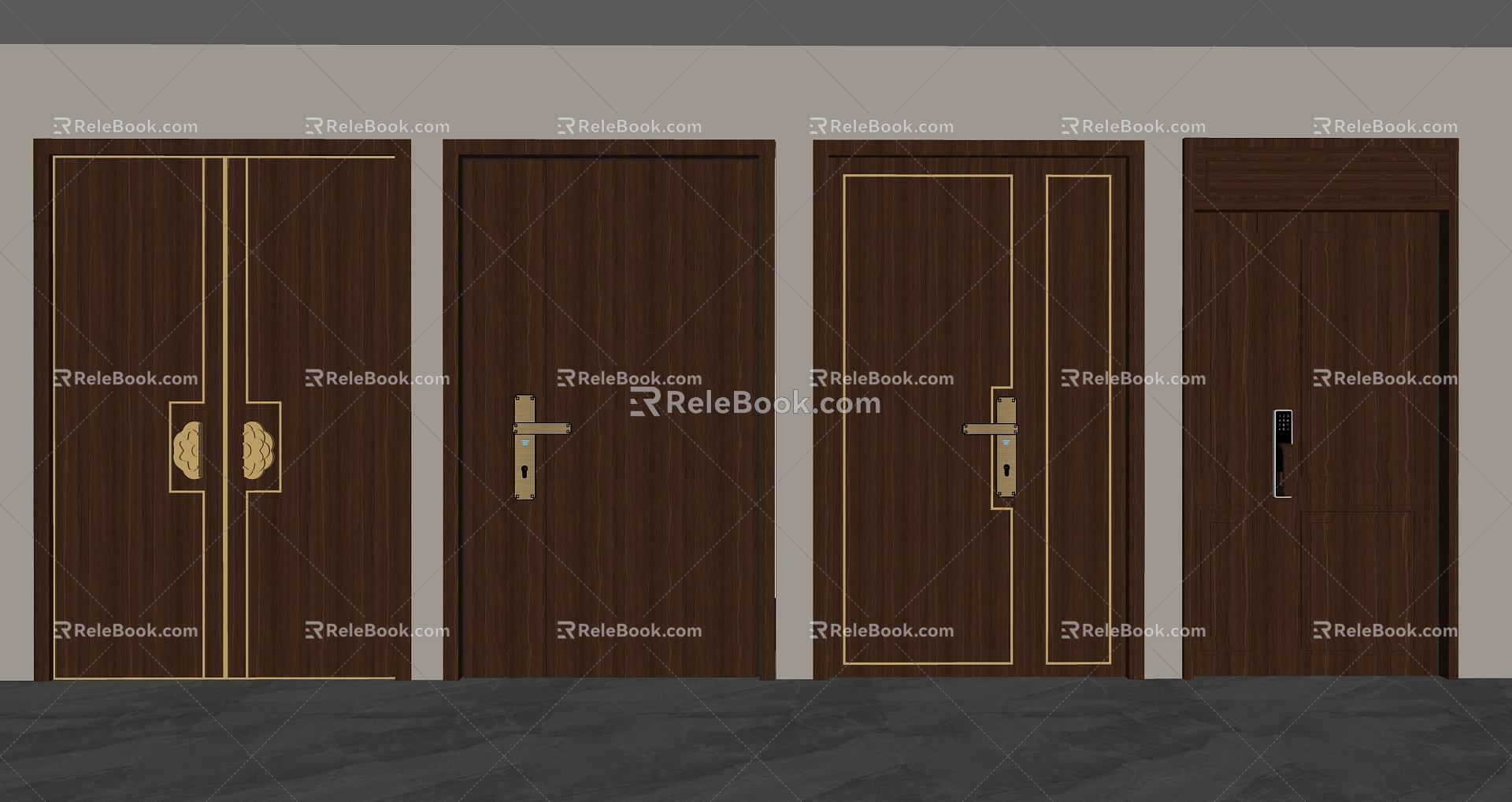 Double door entry door 3d model