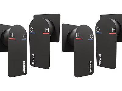 Black Hansgrohe Faucet Handles With Hot And Cold Control Modern Design 3d model