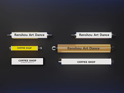 Colorful Renshou Art Dance and Coffee Shop Signage for Business 3d model
