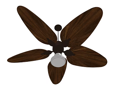 Wooden Blades Ceiling Fan With Light Bulb For Home Interior Design 3d model