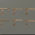 Golden Door Handles With Various Decorative Designs Arranged On Light Background