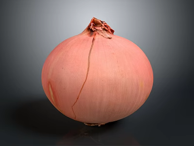 Fresh Pink Onion With Cracked Skin On Dark Background Close Up View 3d model