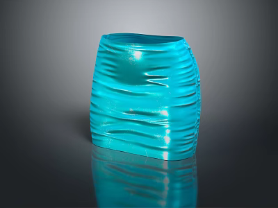 Stylish Blue Wavy Texture Women's Dress With Modern Fashion Design 3d model
