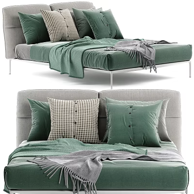 Modern Double Bed Fabric Double Bed 3d model