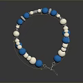 Blue And White Beaded Bracelet With Silver Chain For Daily Accessory