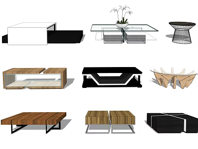 Contemporary Coffee Tables Featuring Glass Wooden Metal Materials And Modern Designs 3d model
