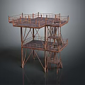 Industrial Metal Platform Structure With Multi Level Decks Staircases And Railings