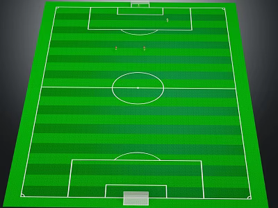 High Quality Football Field Turf With Goal Posts And White Markings 3d model