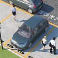 Citroen Car Parked In Marked Parking Space With People Walking Nearby